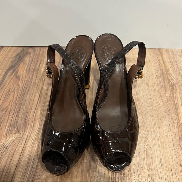 Tory Burch Slingback Y2K Snakeskin Leather Heels - Picture 12 of 12